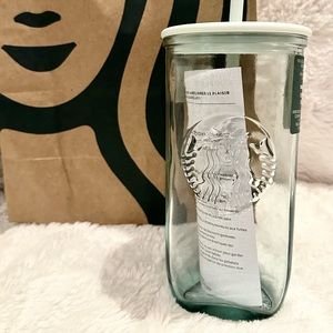 starbucks 16 fl oz. 100% recycled glass triangle tumbler new with tags